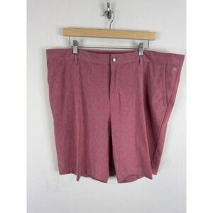 Adidas Mens Golf Shorts Maroon Heathered‎ Textured Stretch Size 40 Flat Front